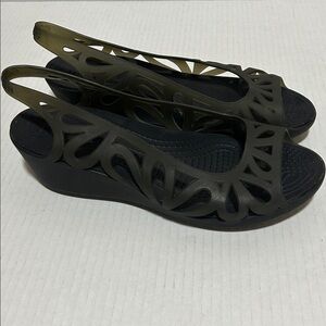 Crocs Adrina III Wedge Black Jelly Sandal - Size 8